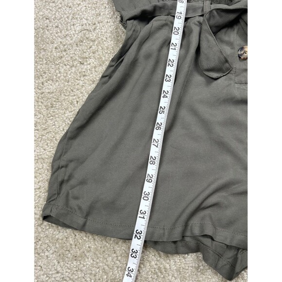 CI SONO Los Angeles Women's Safari Romper Large Olive Green Collared Pockets NWT - Picture 5 of 9